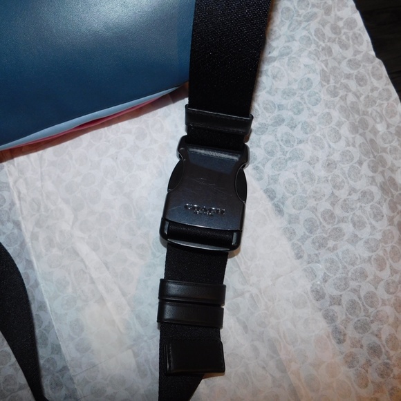 NWT COACH MEN/UNISEX TRACK BELT BAG COLORBLOCK SIG W/ COACH CHARCOAL/DENIM C8129 - Picture 8 of 11
